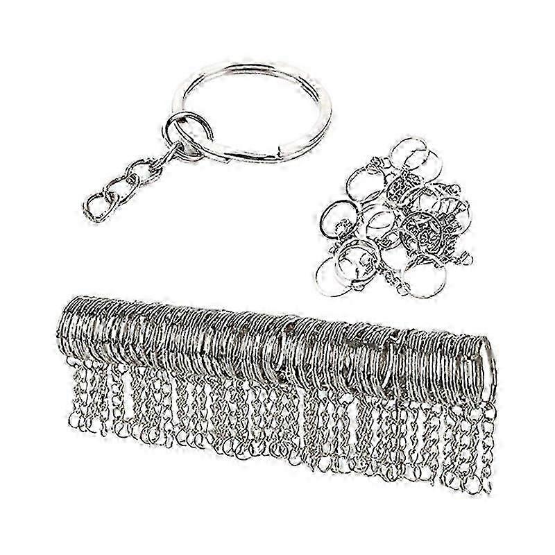 50-pack key rings short chain 25 mm Silver