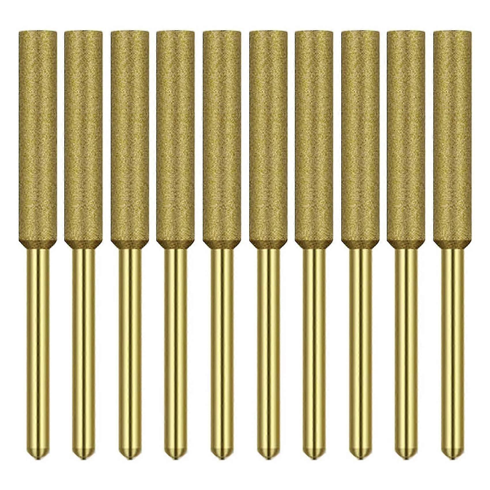10 Pcs Electric Chainsaw Sharpener Stone Burr Grinding Stone File,Titanium Plated Diamond Sharpenin