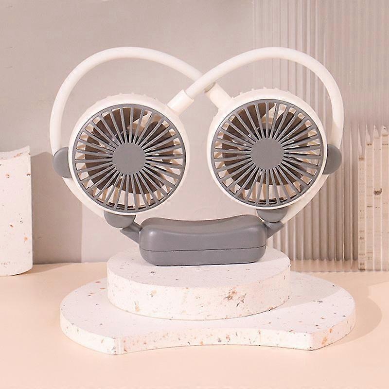 Portable Folding Mini Neck Fan Bear Gray White