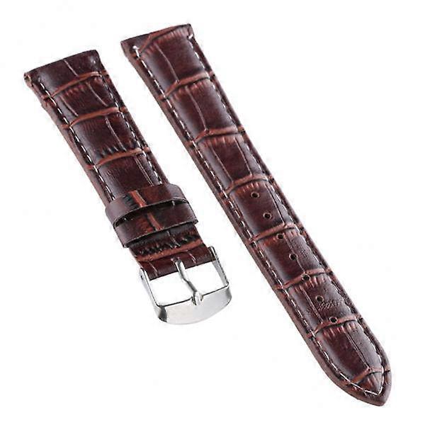 2-3 of pack Alligator Grain Embossed Pattern Leather Strap 20mm Brown