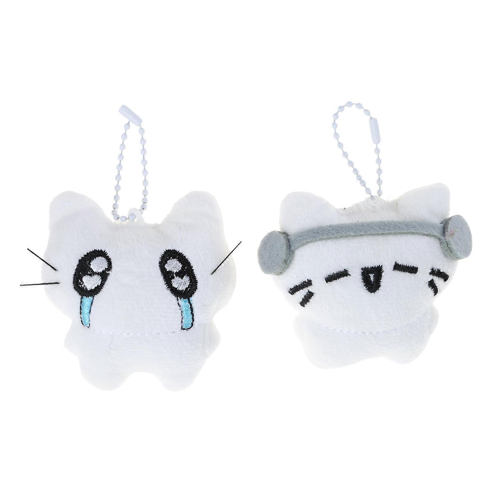 2Pack Plush Bag Charm Keyring Pendant Stylish Bag Decoration Cats Shape Bag Accessory Plush Texture Suitable for Gifting
