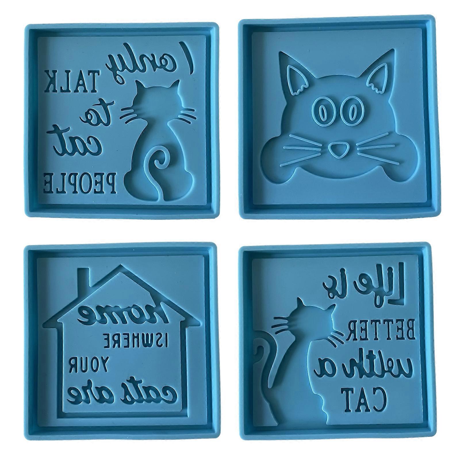 Glossy Shiny Square for Cat Tag Silicone Mold for DIY Epoxy Craft Pet Net Decoration Luggage Tag Making Crafting Project