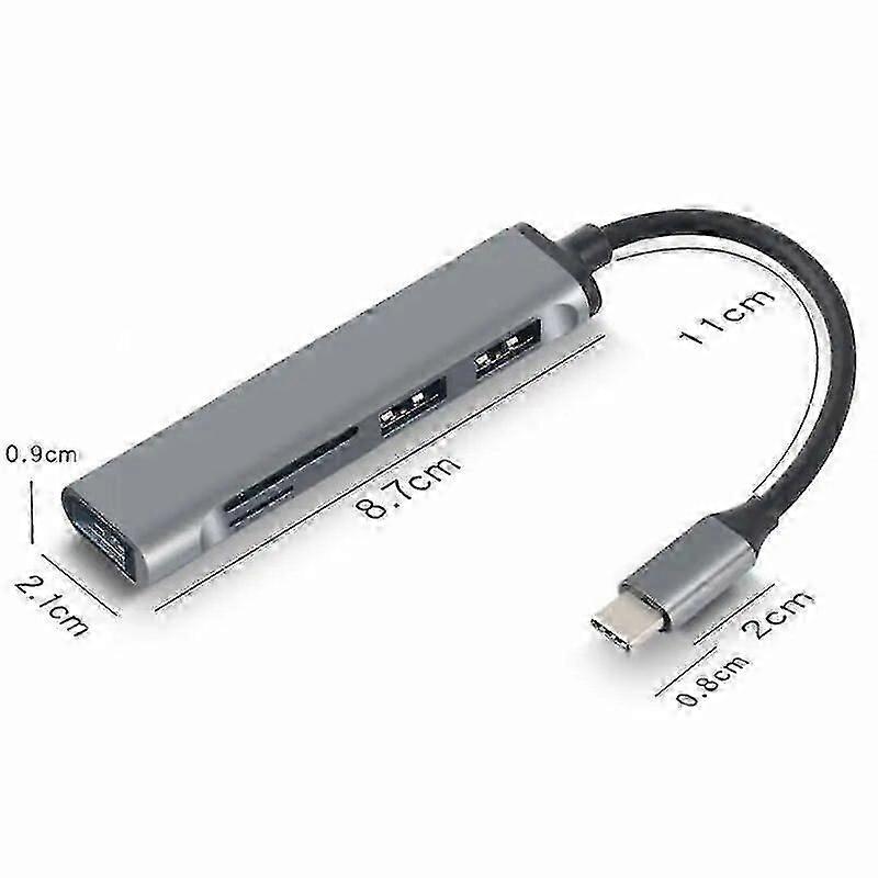 Ryra 5in1 Typ C Hub Usb 3.0 Multiport-Splitter-Adapter mit SD-TF-Anschlüssen Kartenleser für Macbook Compute Pc Zubehör