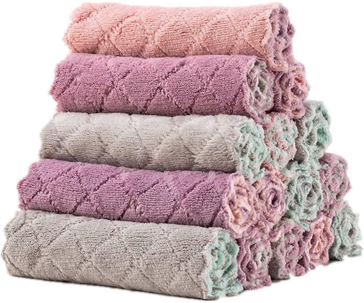 15 Pack Double-Sided Microfiber Cleaning Cloth for Kitchen Cleaning