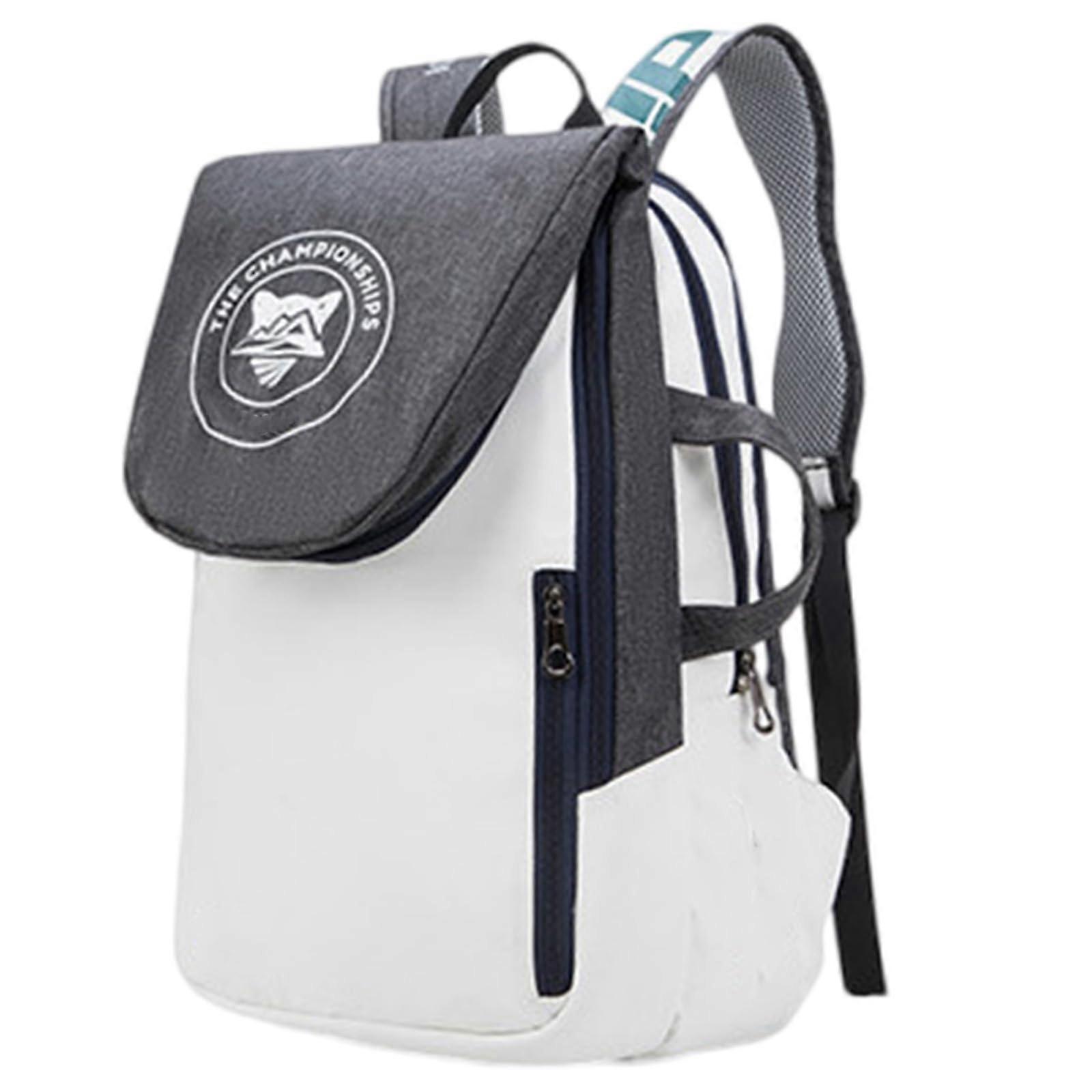 Tennis Backpack Portable Carry Bag for Squash and Badminton Rackets, Grey and White, Versatile Sports Storage Solution