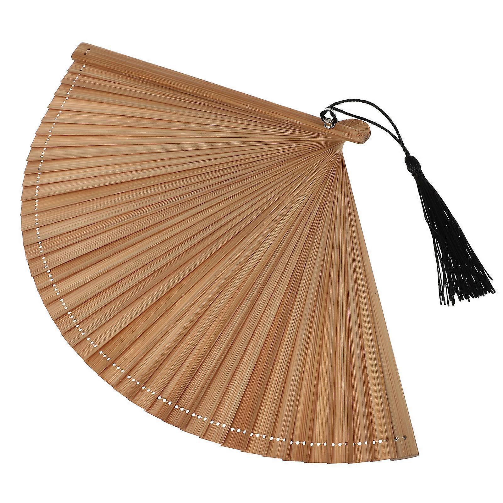 Handheld Bamboo Folding Fan Bamboo Fan with Tassel for Decoration