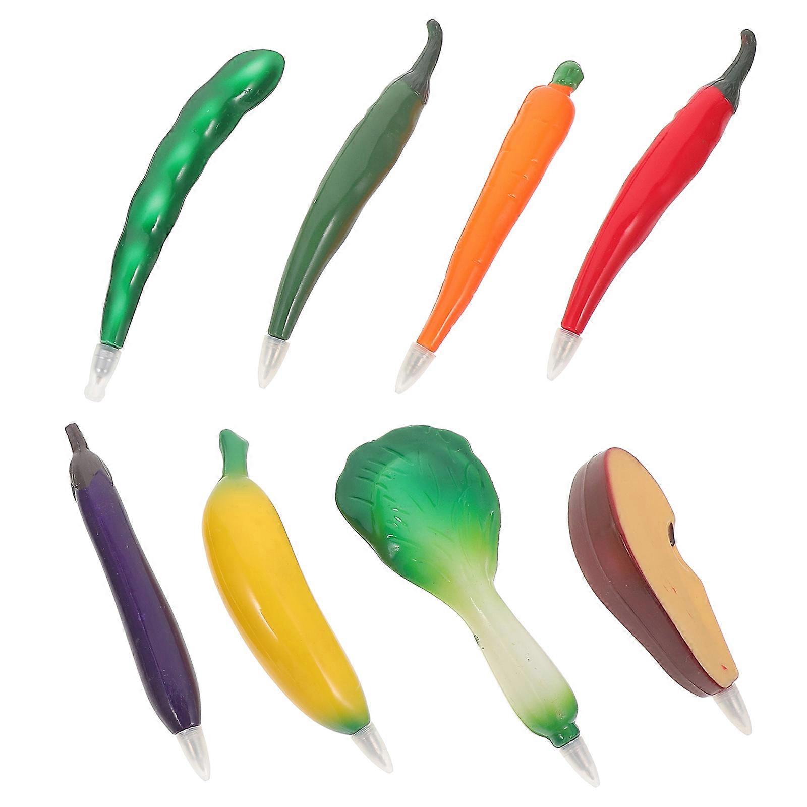 Novelty Ballpoint Pens Fruit Theme Stationery For Birthday Assorted Color 16.00X4.00X2.00cm Smooth Ink Flow 8Pcs