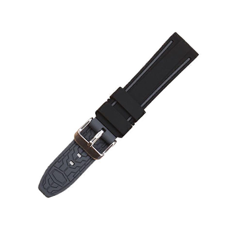 Men Watch Band Replacement Durable Silicone Watchstrap Any Occasion Workout 20x2cm Black 1Set