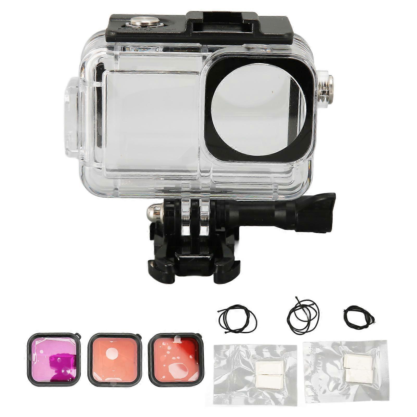 60m Waterproof Diving Case for Action Camera with 3 Filters and Anti-Fog Film for Osmo Action 5 Pro, Action 4, Action 3