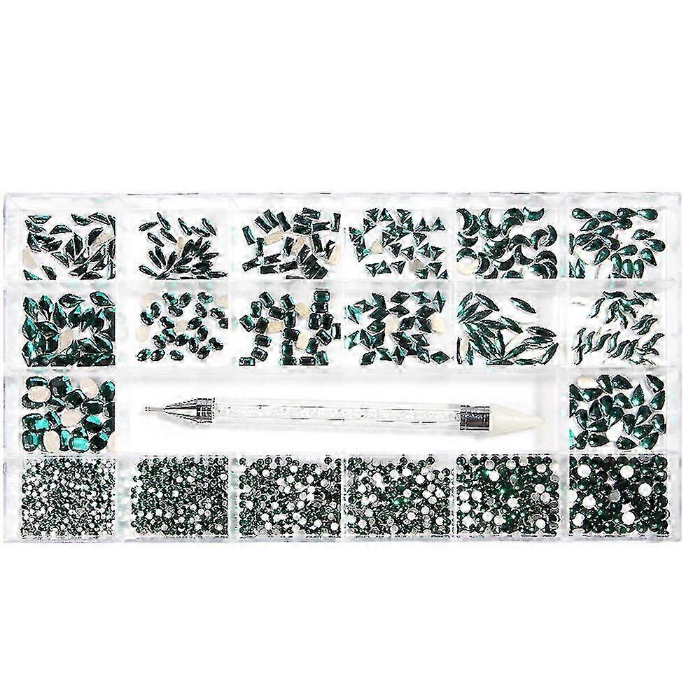Nail Crystals and Rhinestones for DIY Crafts and Nail Art Projects, Perfect for Adding Sparkle and Elegance to Your Designs (Green)