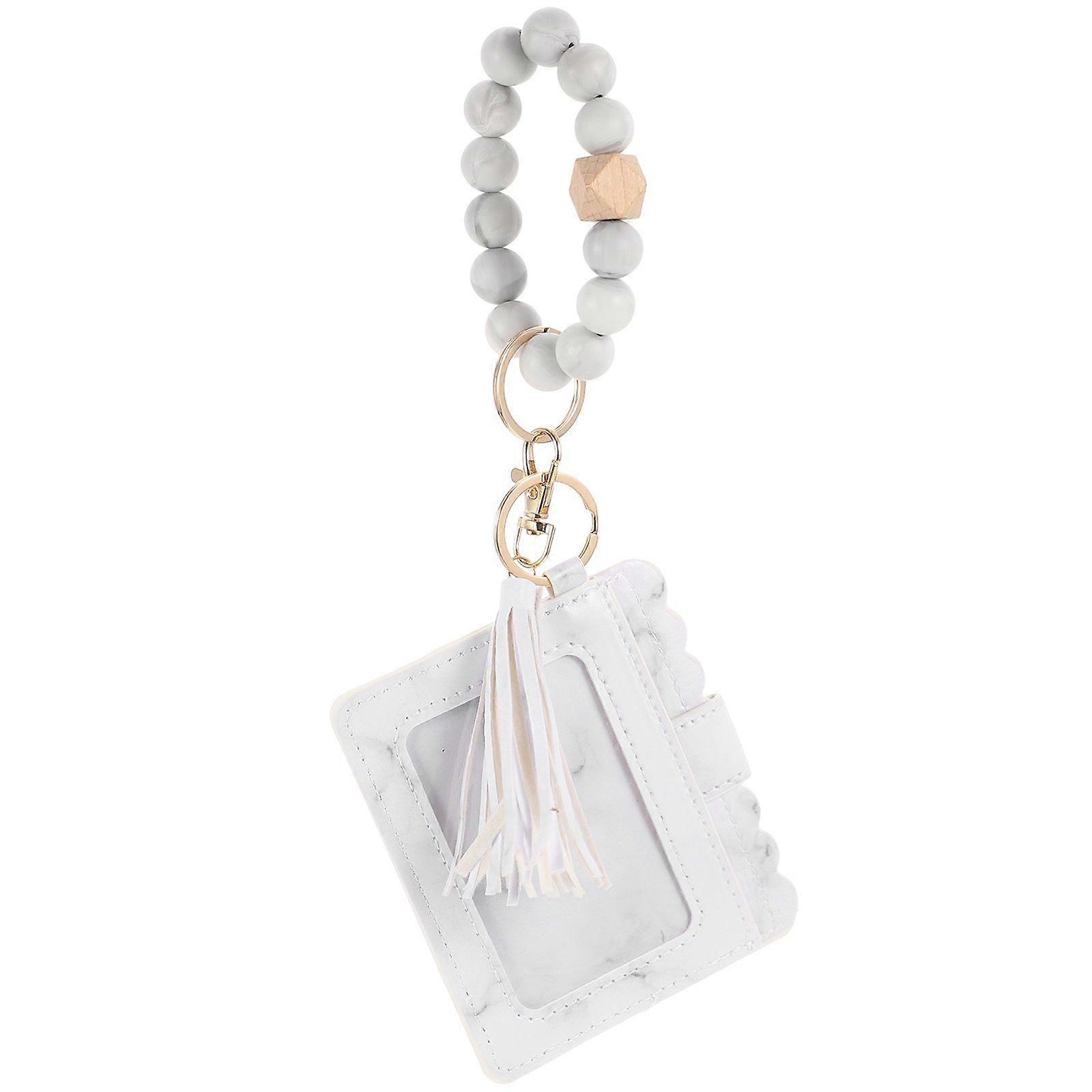 Keychain Bracelet Wallet Keyring Bead Bracelet Card Pocket Tassel Card Holder Keychain Bangle