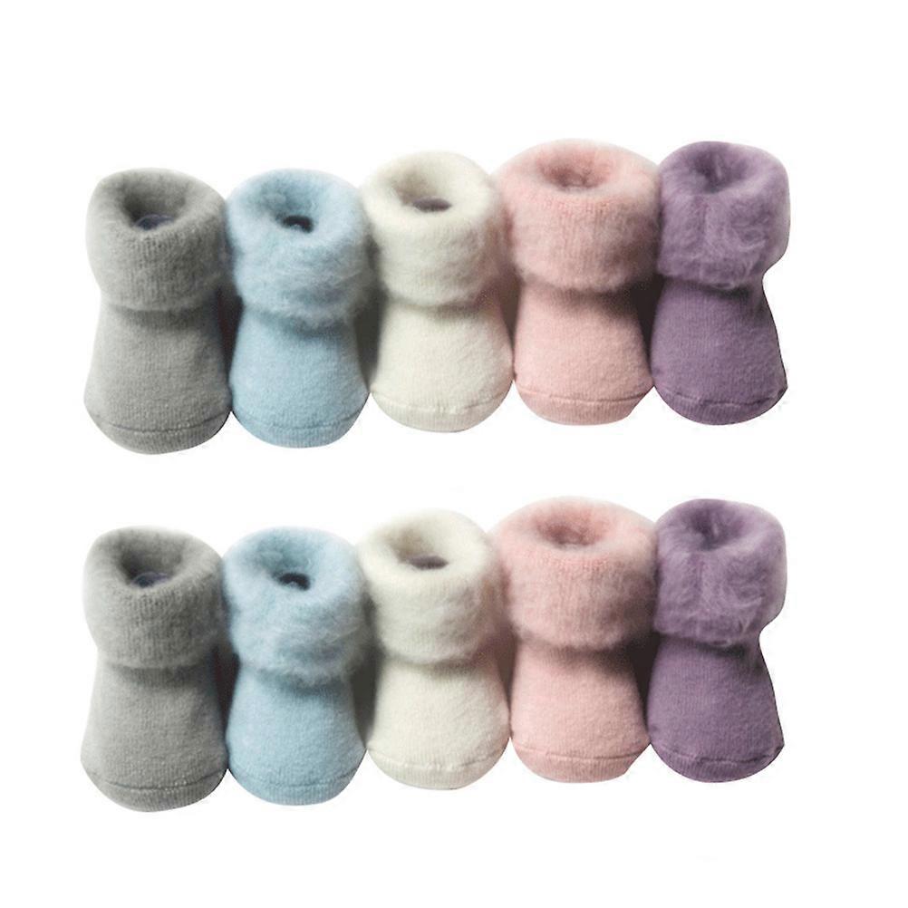 Cotton Socks Baby Thick Warm Non-Slip Cuff Socks Autumn and Winter 5 Pairs