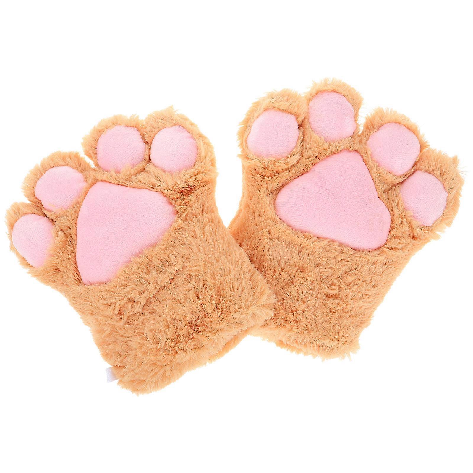 Cat Paw Gloves Fluffy Plush Mittens For Cosplay Events Warmth Comfort 1 Pair