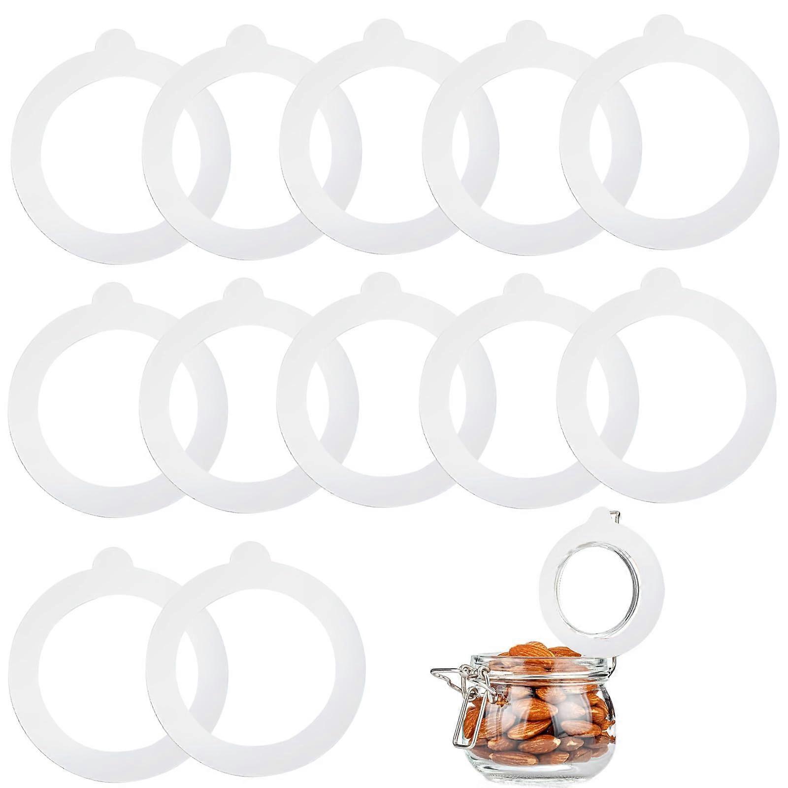 Pack of 12 Silicone Replacement Seals for Preserving Jars (White)