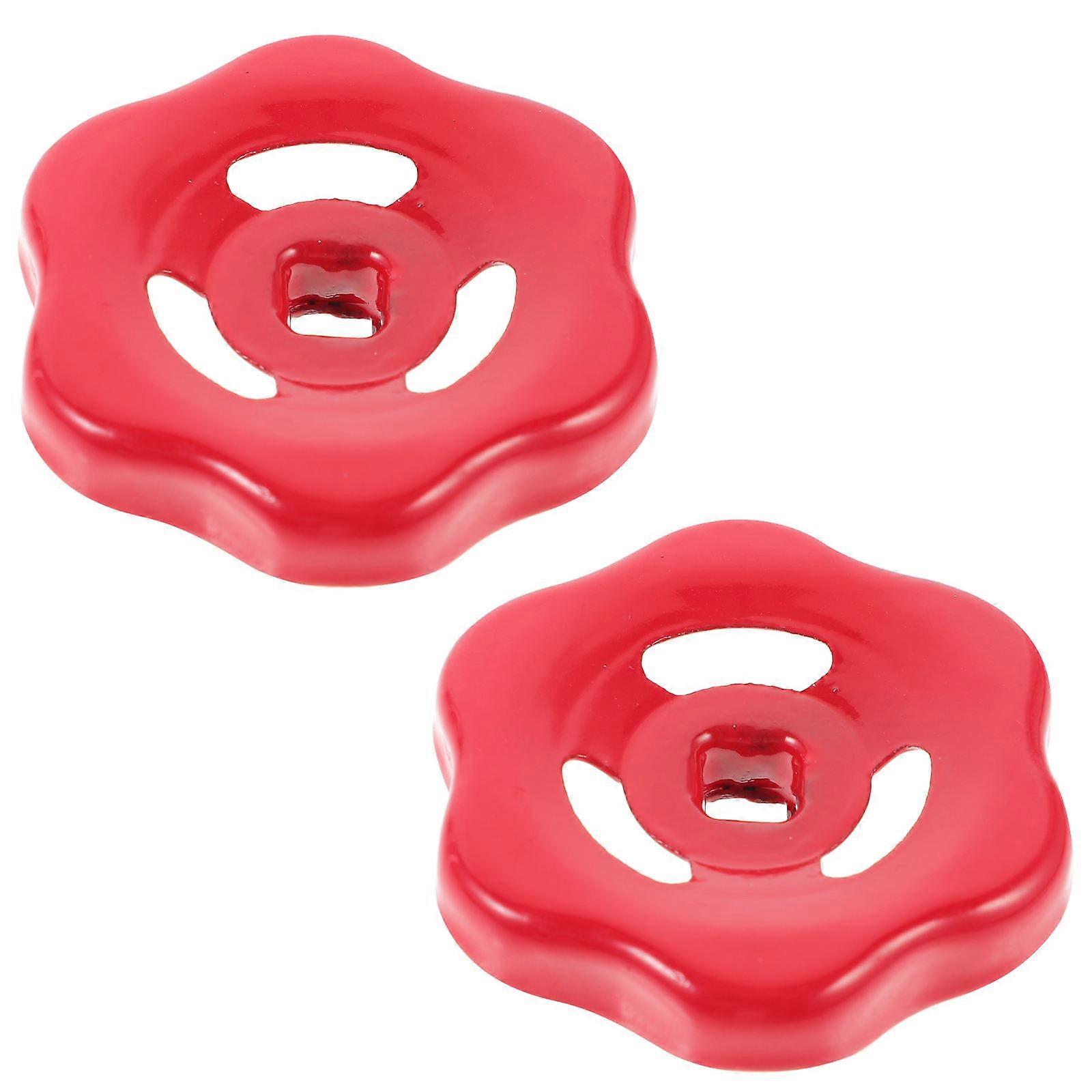 Replacement Tap Valves Shower Faucet Handle Outdoor Use Red Color Easy Operation 2Pcs