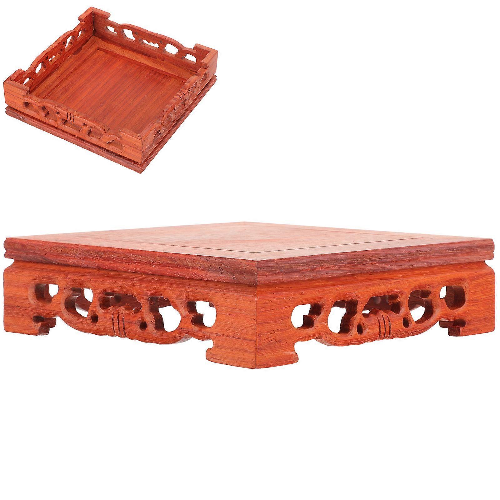 Vase Base Wood Display Base Home Decoration Square Shape 1Set