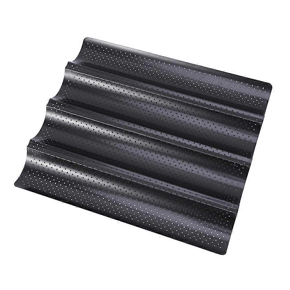 Non Stick Baking Pan Heat Efficient Four Slot Baking Mold For Home Bakers Diy Baking 38x33cm Black 1Pack