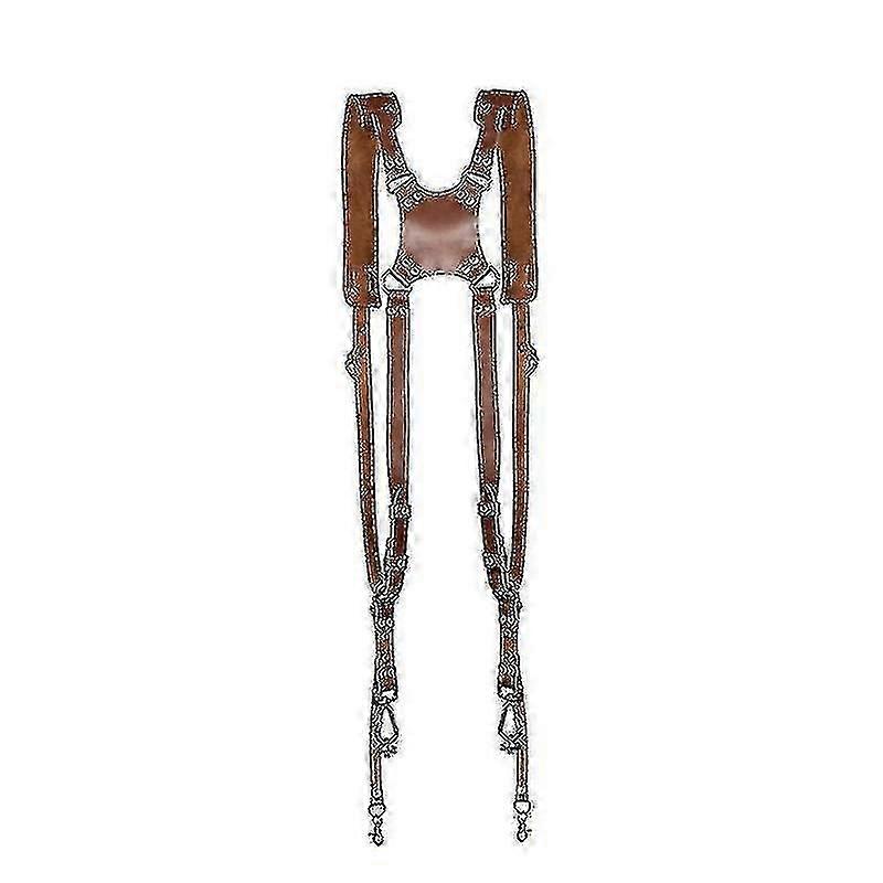 カメラストラップアクセサリー2台カメラデュアルショルダーレザーハーネスマルチカメラギアデジタル一眼レフ/一眼レフストラップ用デュアルカメラストラップホルダーホルスターブラウン