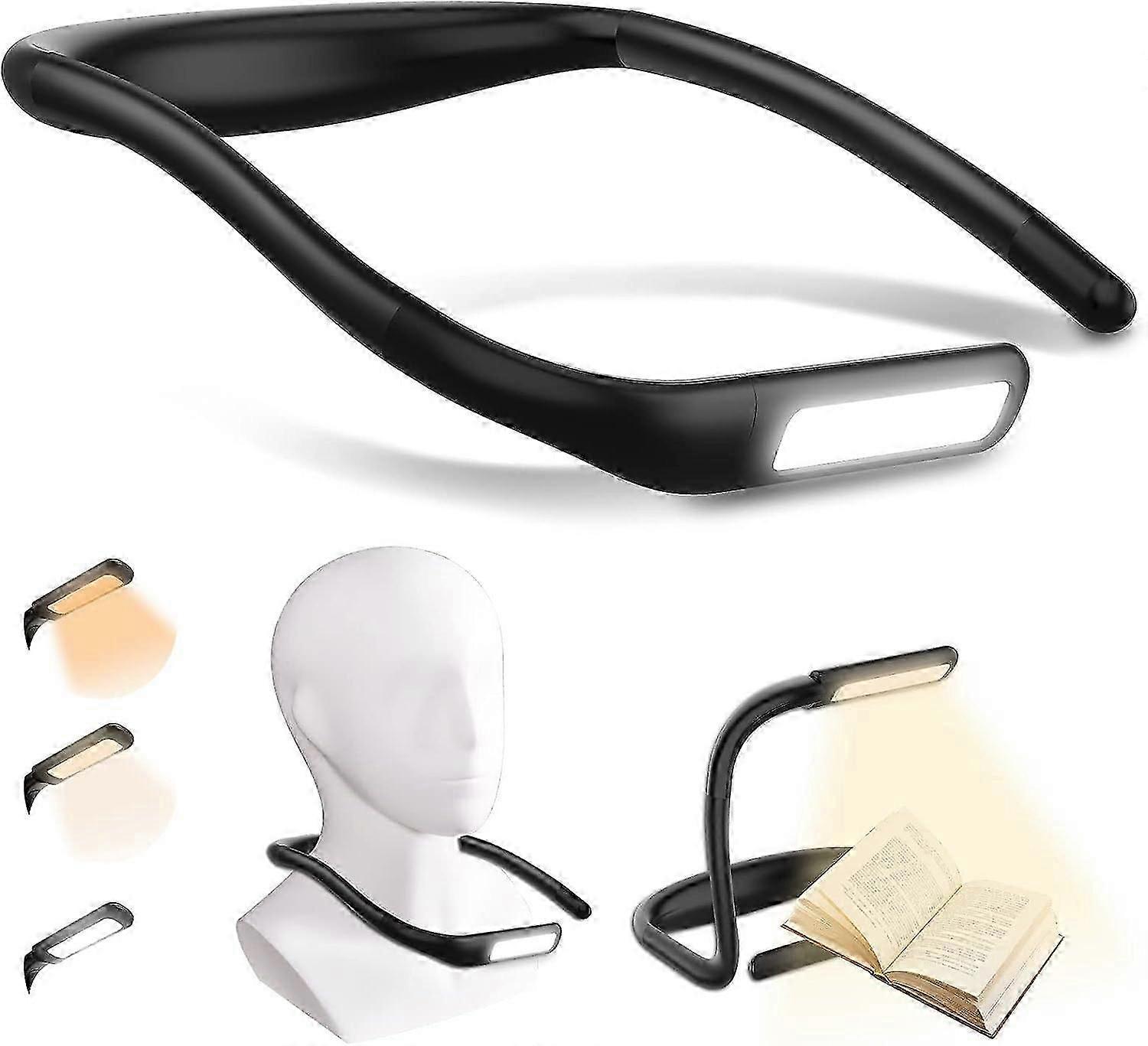 Luz de lectura para el cuello - Brillo ajustable 3 colores Brazo flexible recargable