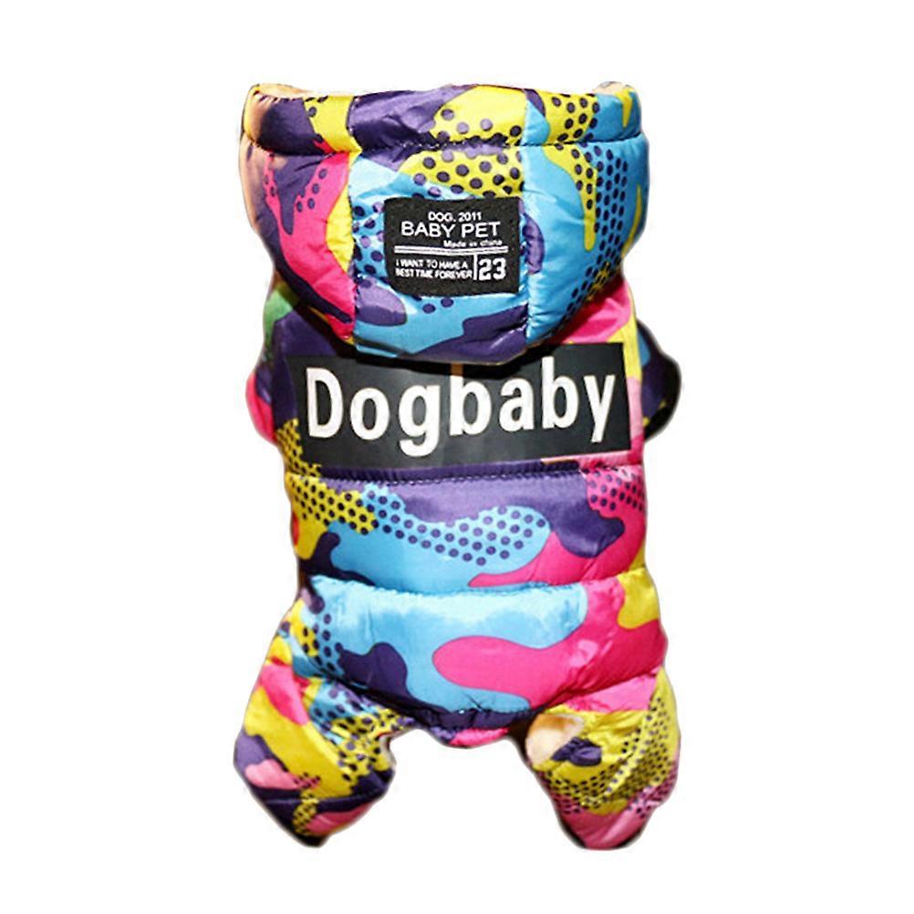 迷彩犬コートウォームアパレルパーカーペット4本足ダウンパギー犬用ブラックS 1セット