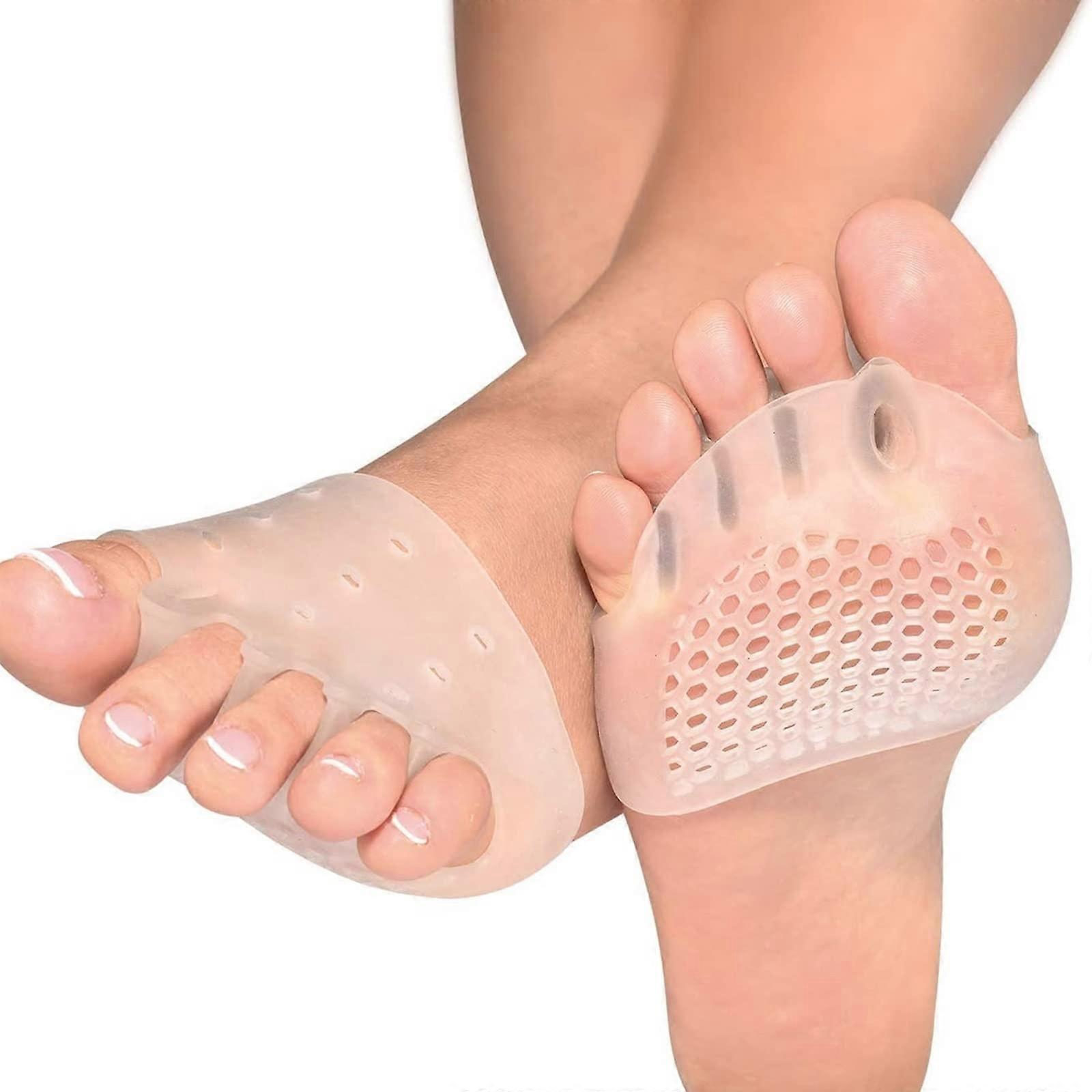 Gel Toe Separator with Metatarsal Pad, Soft Breathable Forefoot Cushion for Blisters, Pain Relief, Bunion Correction - White