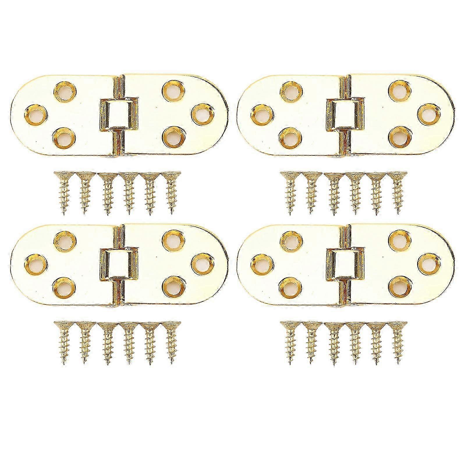 4 Sets 180 Degree Flap Hinge 0.09in Thickness Metal Folding Flip Top Hinge for Folding Table Sewing Machine Bright Gold