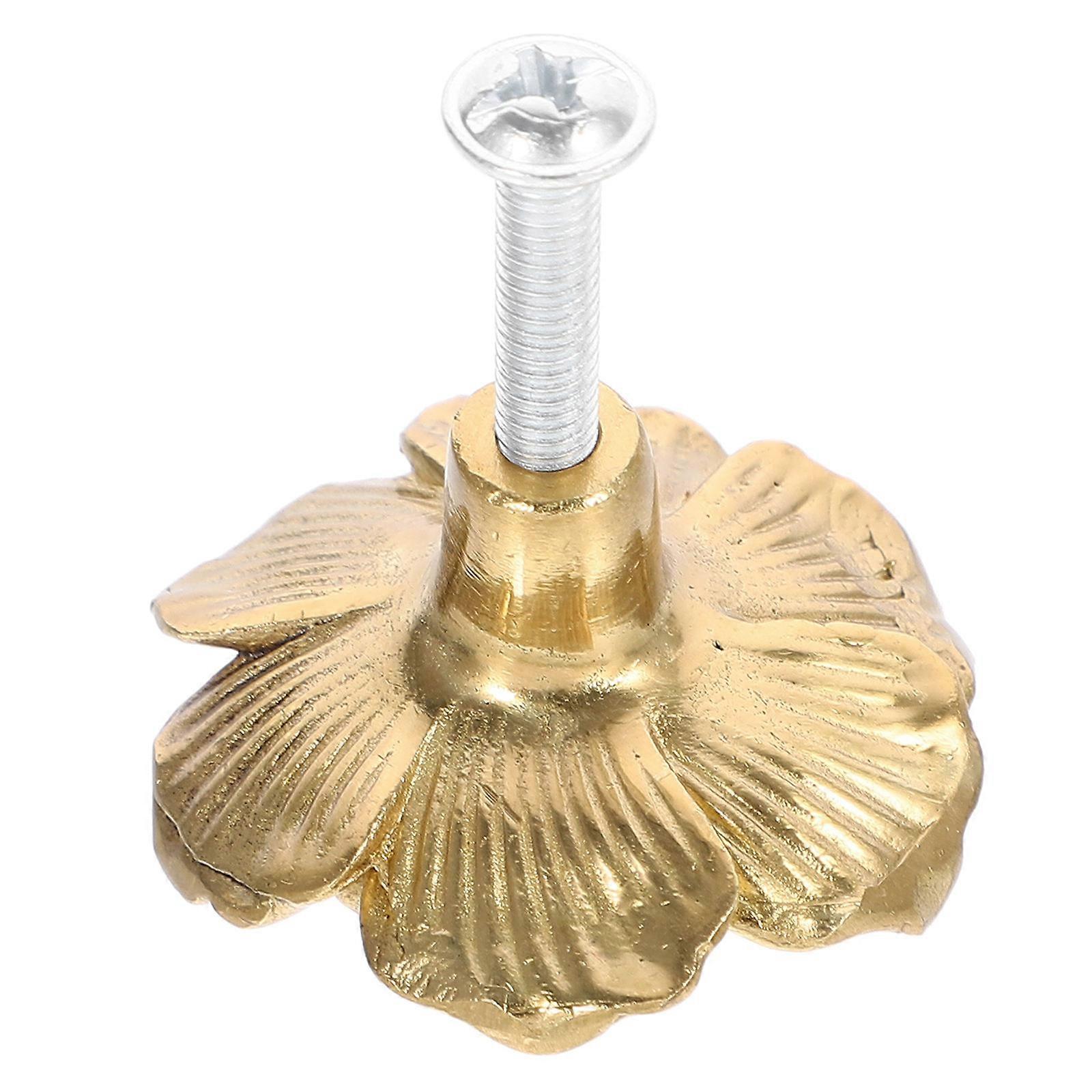 Brass Knobs for Cabinet Golden Flower Shaped Pull Handle for Home Versatile Fit