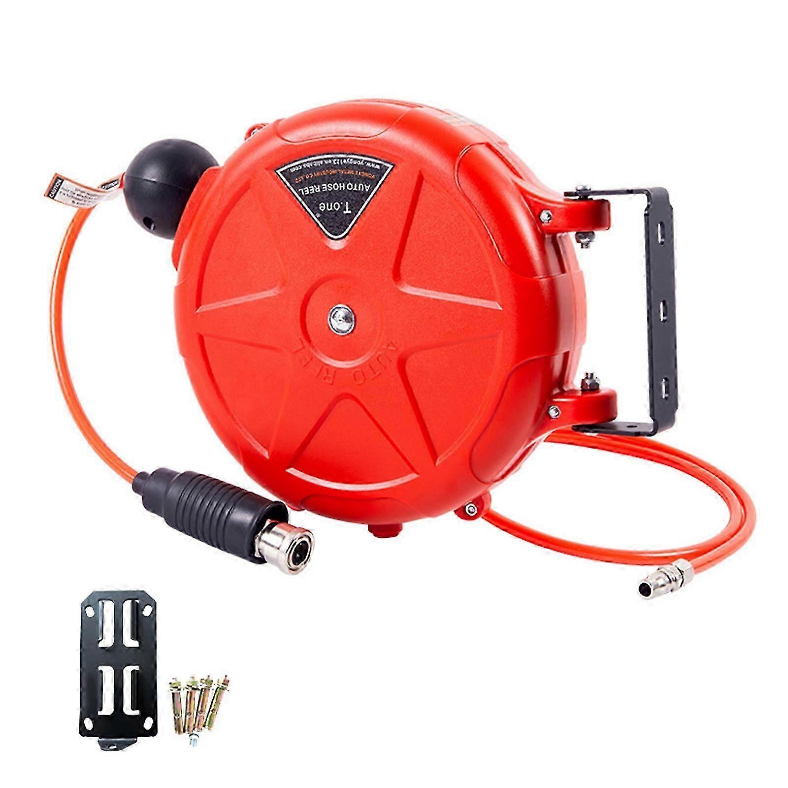 (Red) Portable Pu Hoses Reel With Auto Locking Feature Garage Hoses Reel For Enhances Work Efficiency In Various Environments  Red