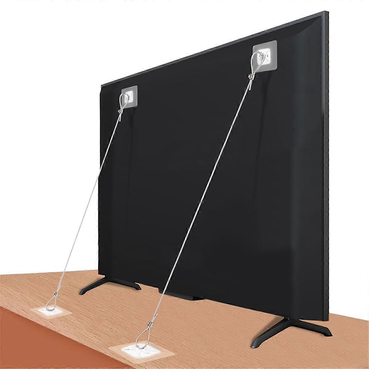 Adjustable 42inch TV Safety Straps Kit, No-Drill Anti-Tip Anchors for , Secure Furniture to Wall