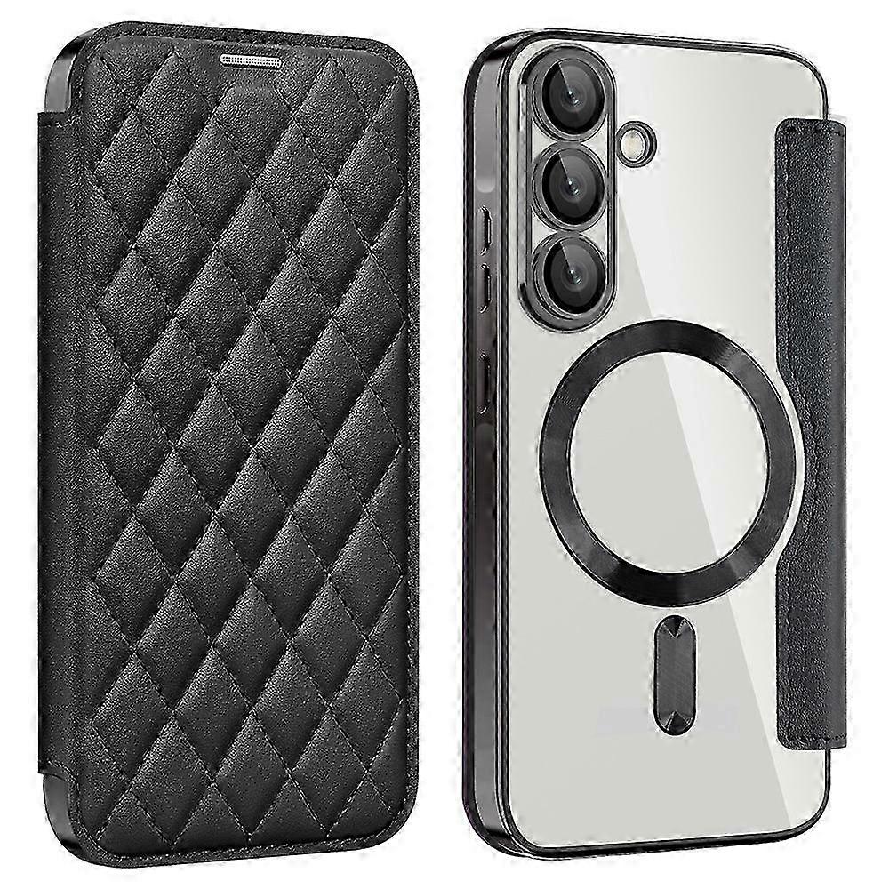 Case for a Compatible 5G Phone with MagSafe Rhombus PU Leather Cover - Blue