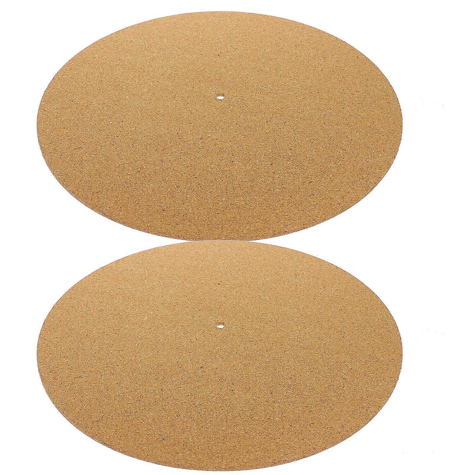 2pcs Turntable Slipmat Cork Mat for Record Players Durable Vinyl Player Accessory Enhancing Sound Quality for Phonographs Enthusiasts