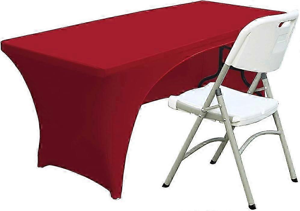 Stretch Spandex Tablecloth 6ft (1.8m) Polyester Backless Red Table Cover