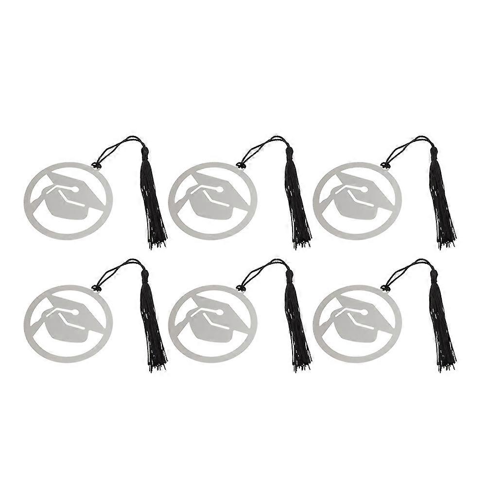 Graduation Bookmark With Tassel Stainless Bookmarkers Doctorial Hat Assorted Color Reading Time 6Pcs