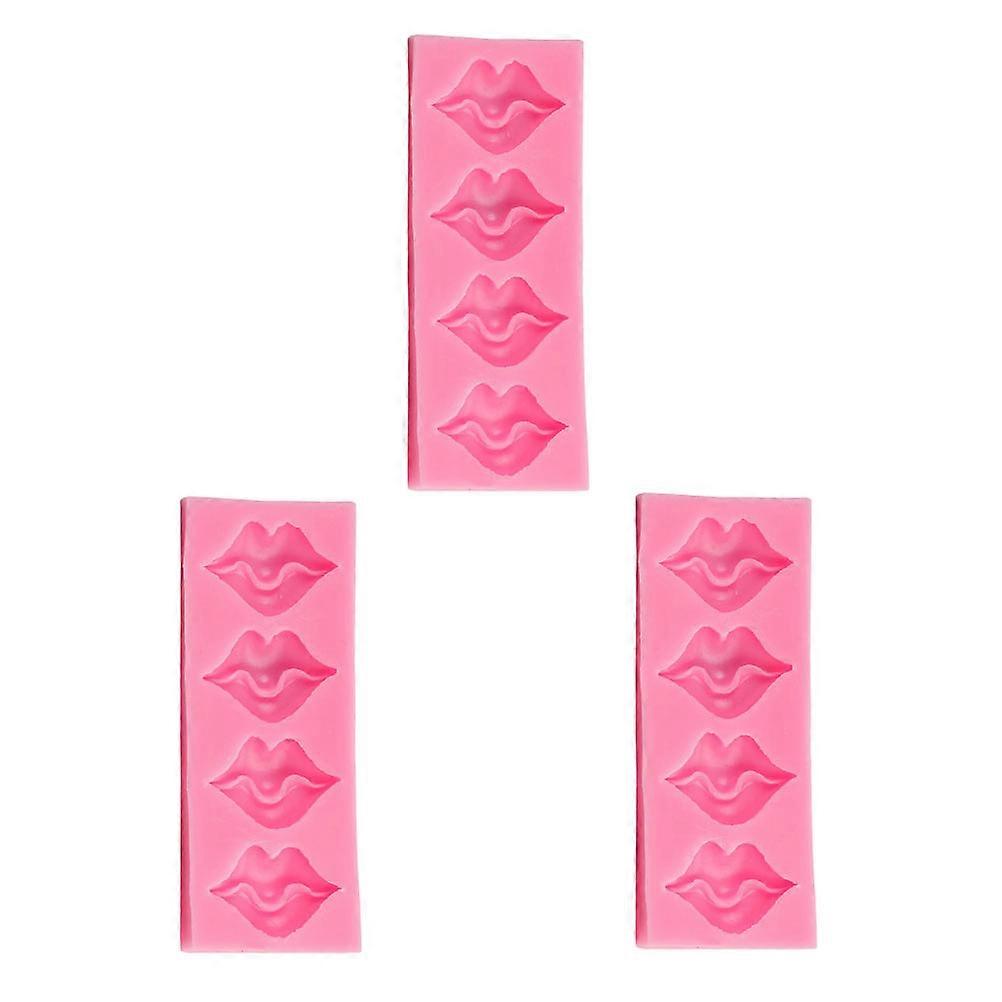 Silicone Cake Mold 3D Lips Shape Clear Grain Three-Dimensional Flexible Easy to Clean Suitable for Fondant and Chocolate 3Pack