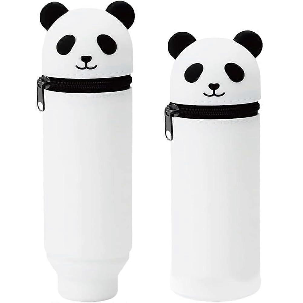 Cartoon Pencil Case, 2-in-1 Soft Silicone Panda Bag for Boys and Girls, Blue Standing Design, Ideal for Students