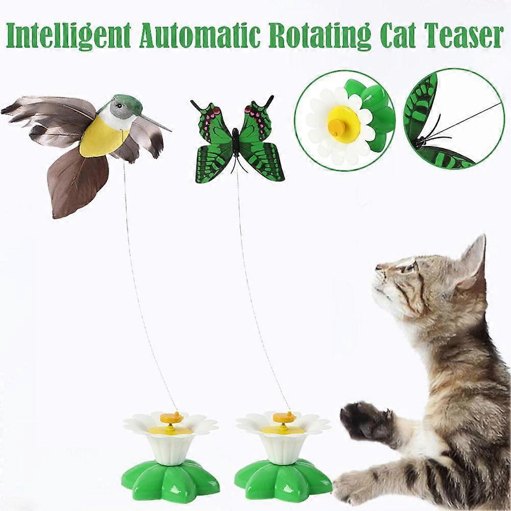 (Random color) Bird model (A) $ New fun intelligent automatic rotating cat toy flying bird butterfly around flowers cat toy