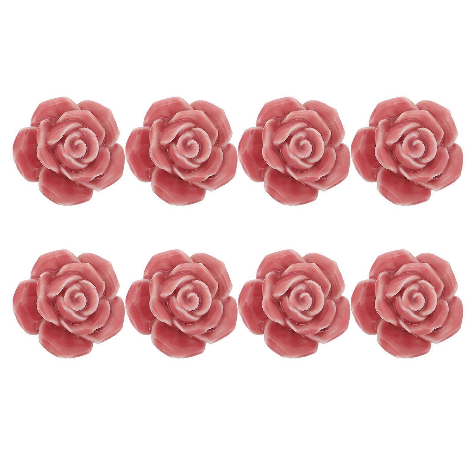 مقابض الأبواب الخزفية الوردي شكل زهرة مقابض خزانة خزائن المطبخ عشاق DIY 8 قطع