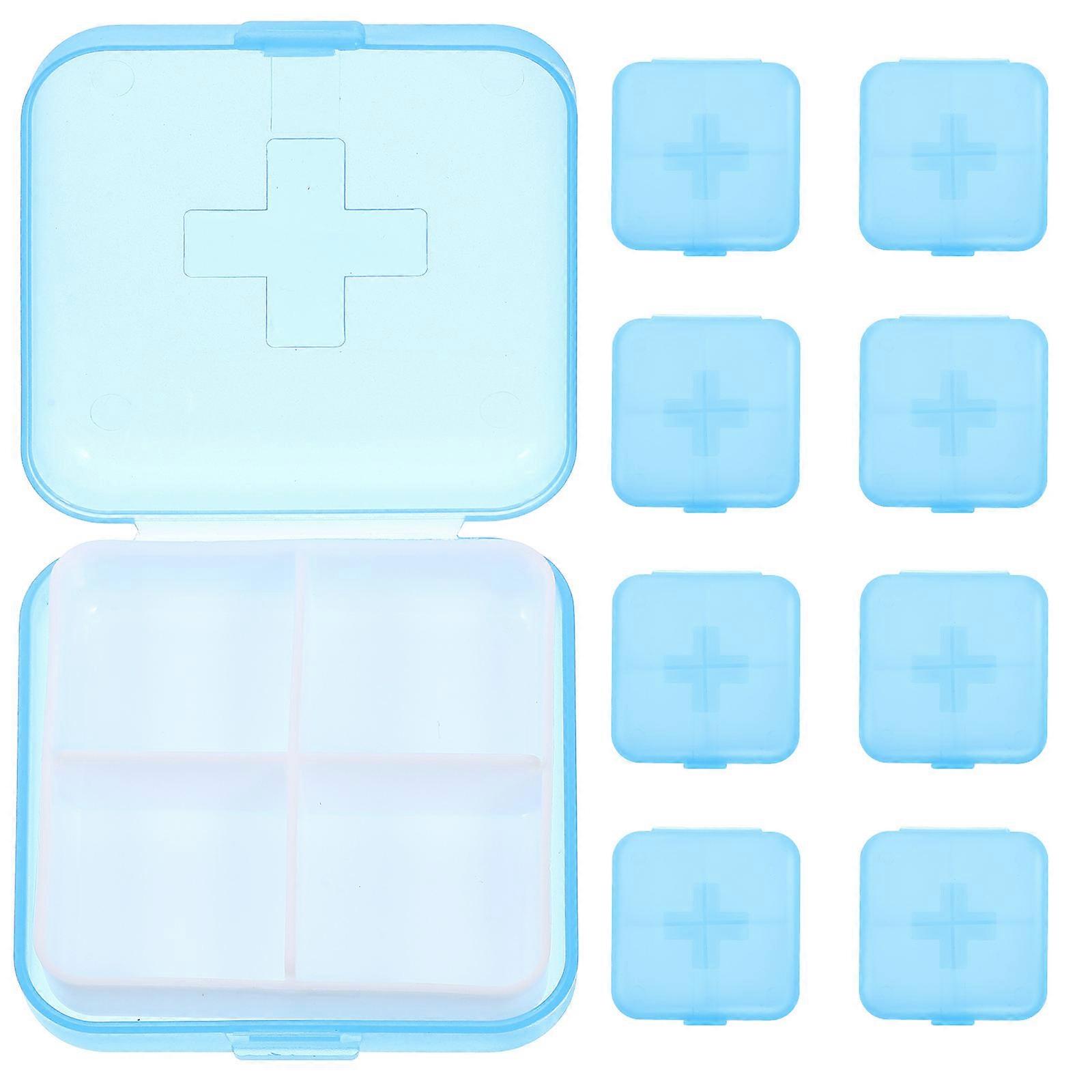 Tablet Dispenser Portable Daily Pill Case PP Material Square Shape Everyday Use 10Pcs