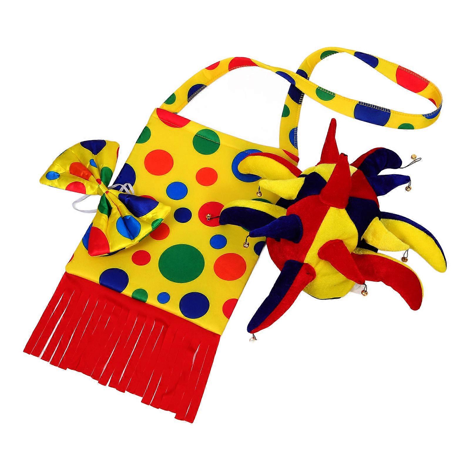 Clown Costume Prop Set with Hat, Bowtie & Bag – Durable & Comfortable Cosplay Accessories for Halloween, Carnival & Masquerade Parties