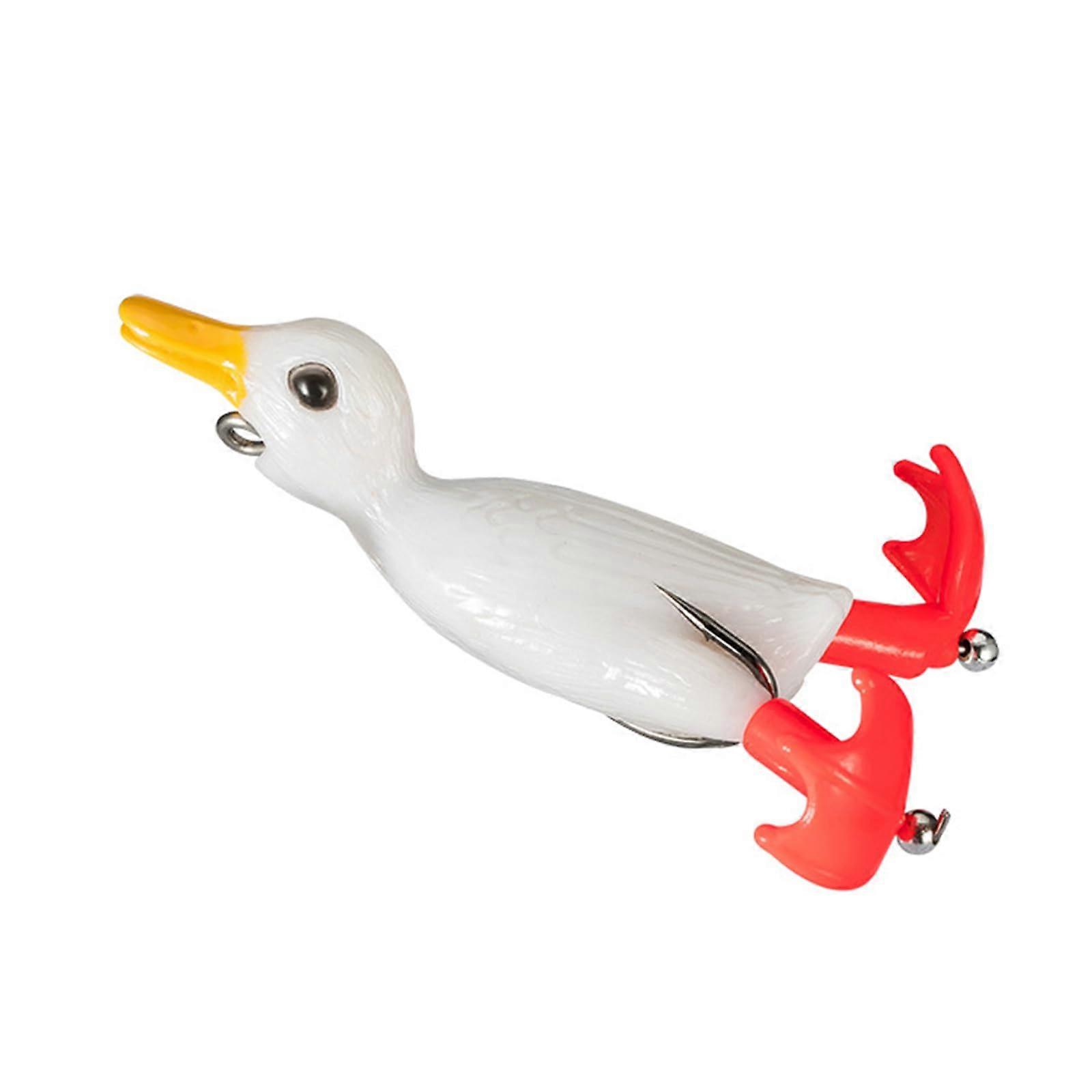 Duck Artificial Bait Fishing Lure Propeller 3D Topwater Swimming Bait Double Hook Little White Duck 4 Inch Design