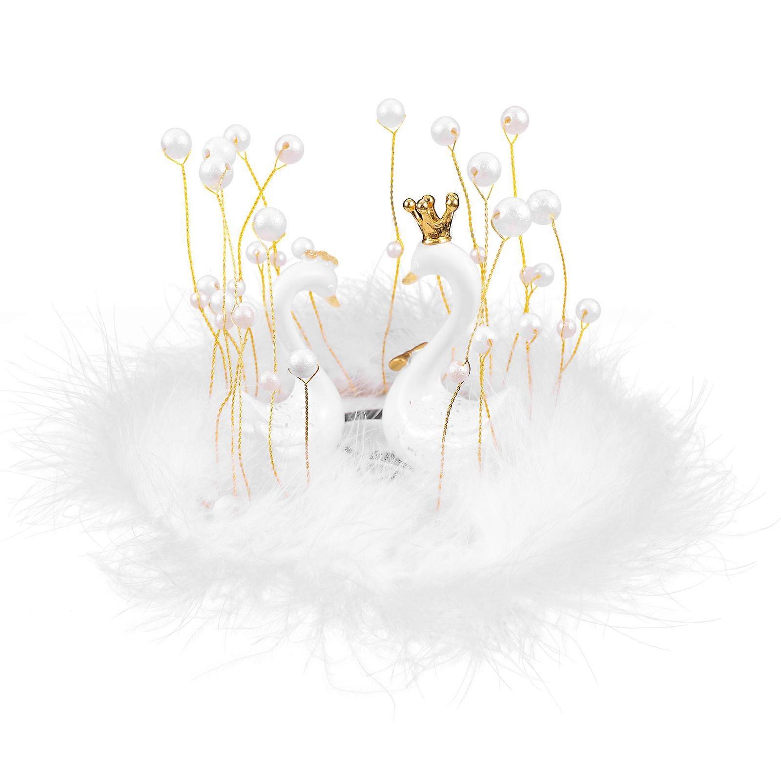 Vivid Cartoon Swan Figurines Car Decor Aromatherapy Function White Color 8X8X6cm 1Set