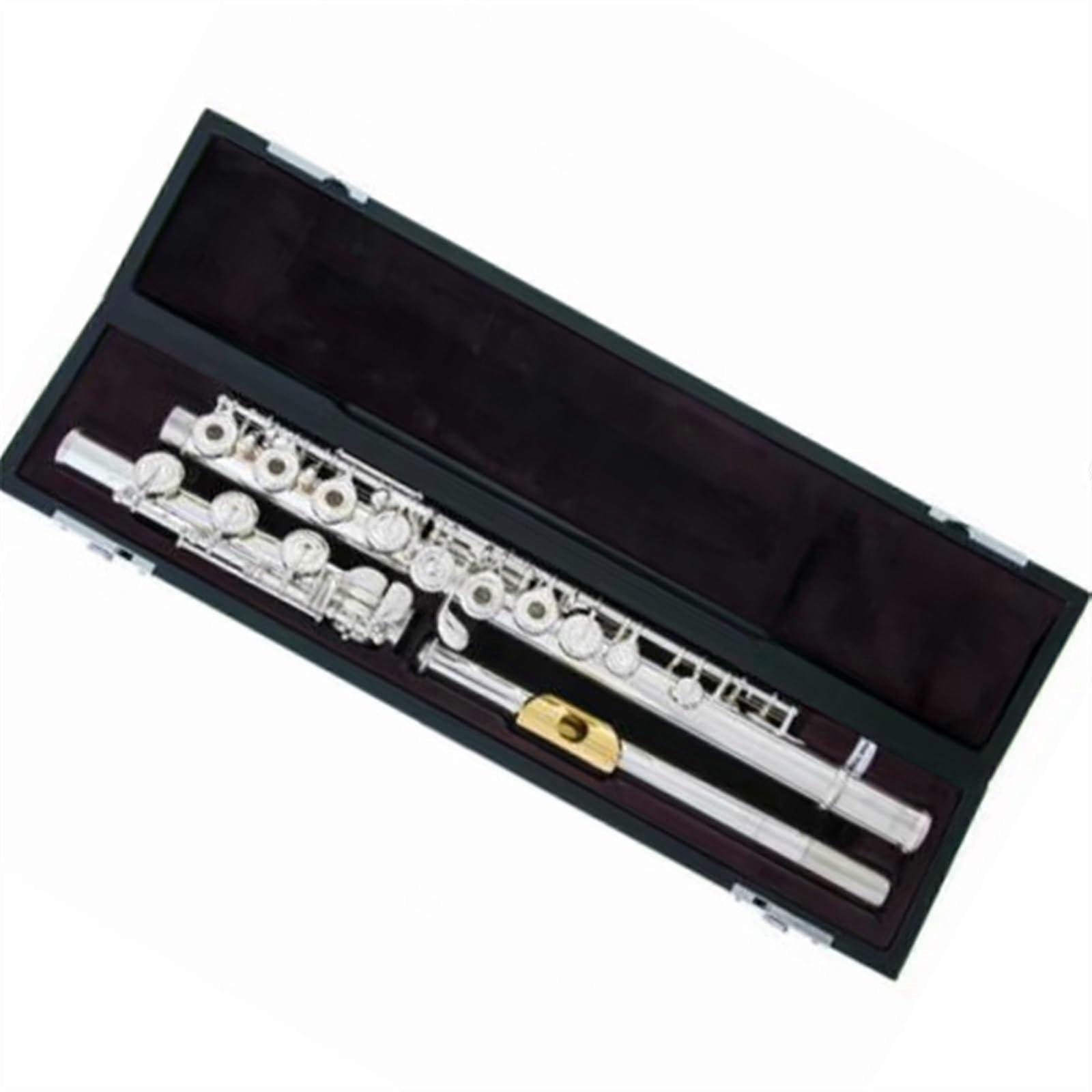 Flute Ctone metal flute, coppernickel tube, silverplated surface with split B foot, instrument with case