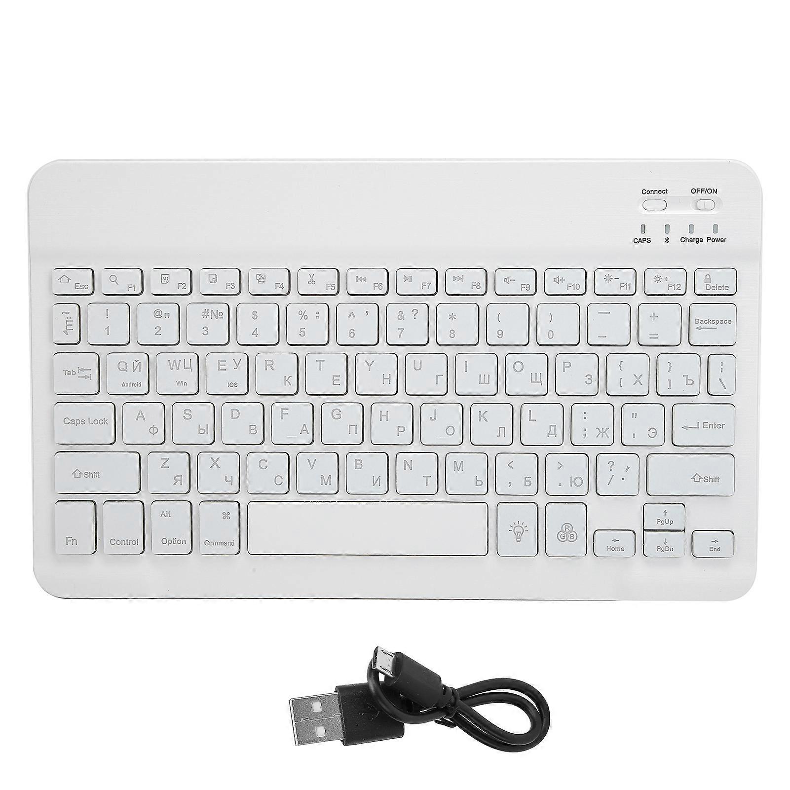 Wireless Bluetooth Keyboard 10in with RGB Backlight Square Keycap for Phone Tablet