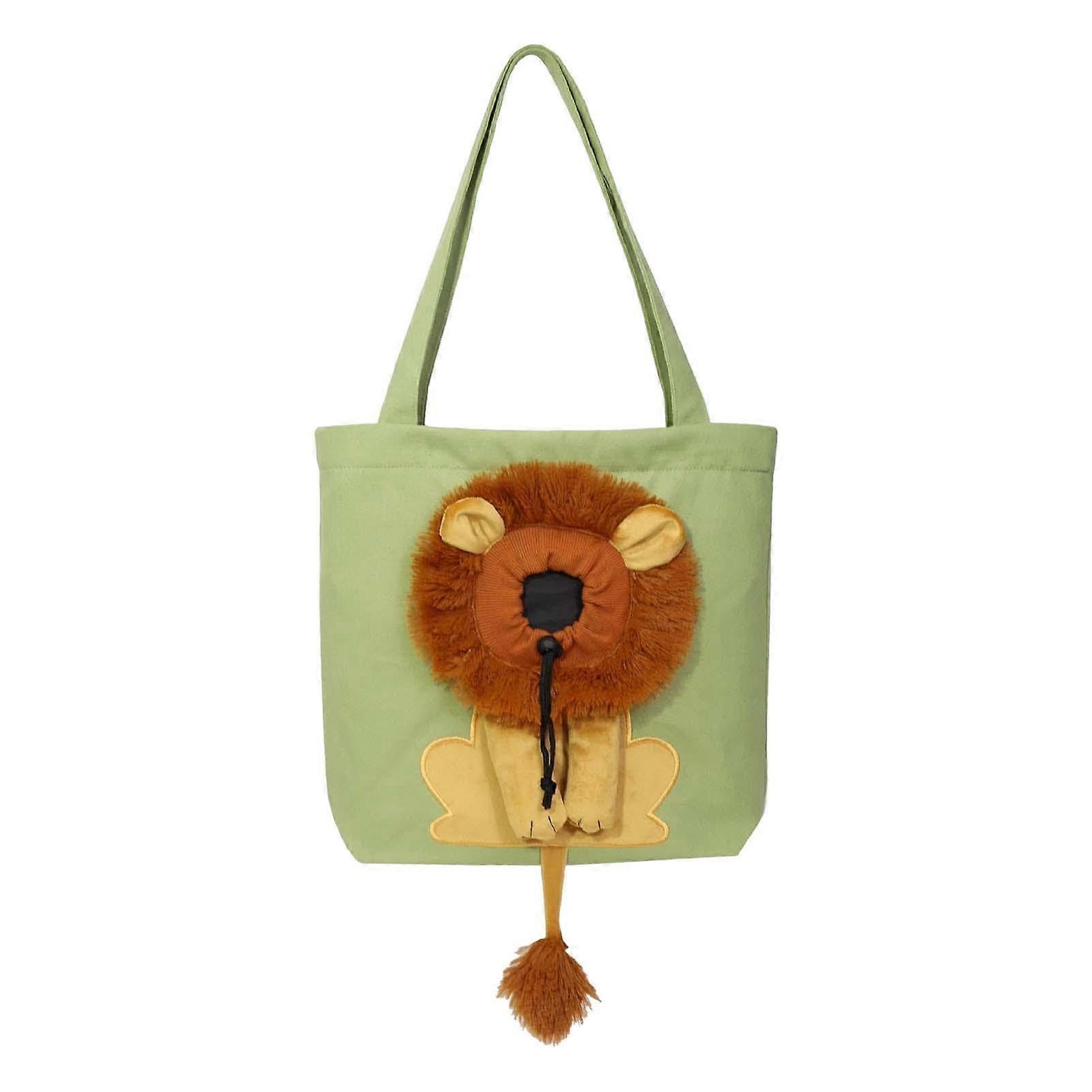 Dog Shoulder Carrier Lion Pet Bag Breathable Cute Lion Shape Pet Crossbody Bag with Elastic Cord for Mobile Phone