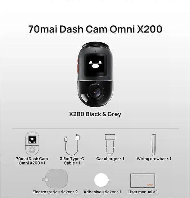 70mai Dash Cam Omni X200 360 Full View Design AI Motion Detection Car DVR Built-in GPS ADAS 24H Parking Monitior eMMC Storage
