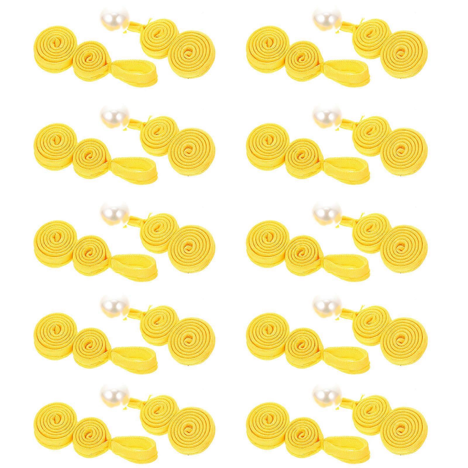 Chinese Closure Buttons Fastening Costume Buttons Traditional Clothing 6.5X1.5cm 10 Pairs