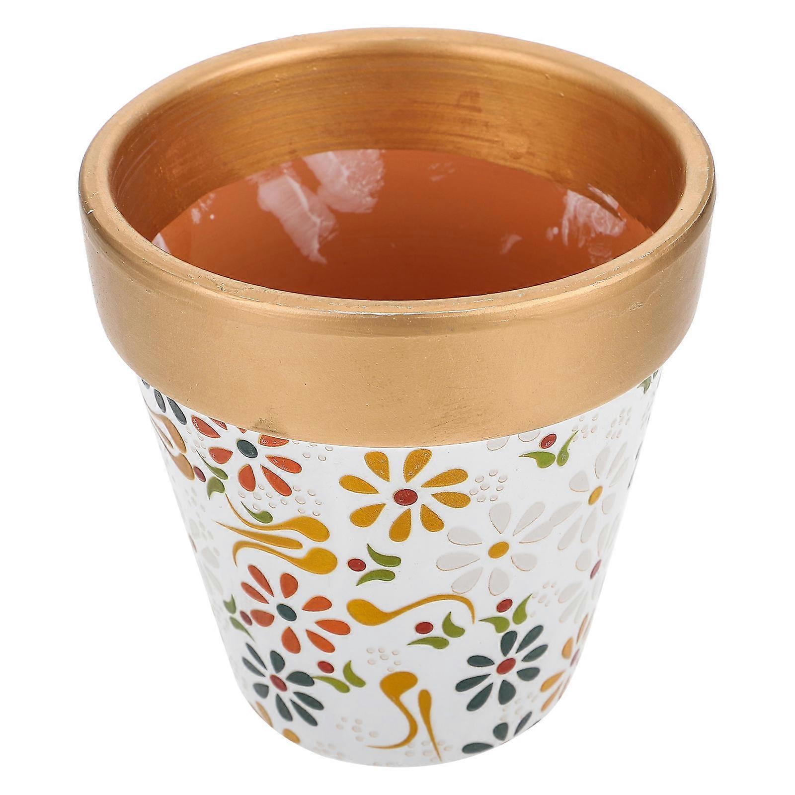 Indoor Flower Pot Square Shape Retro Texture Suitable for Family 1Pc