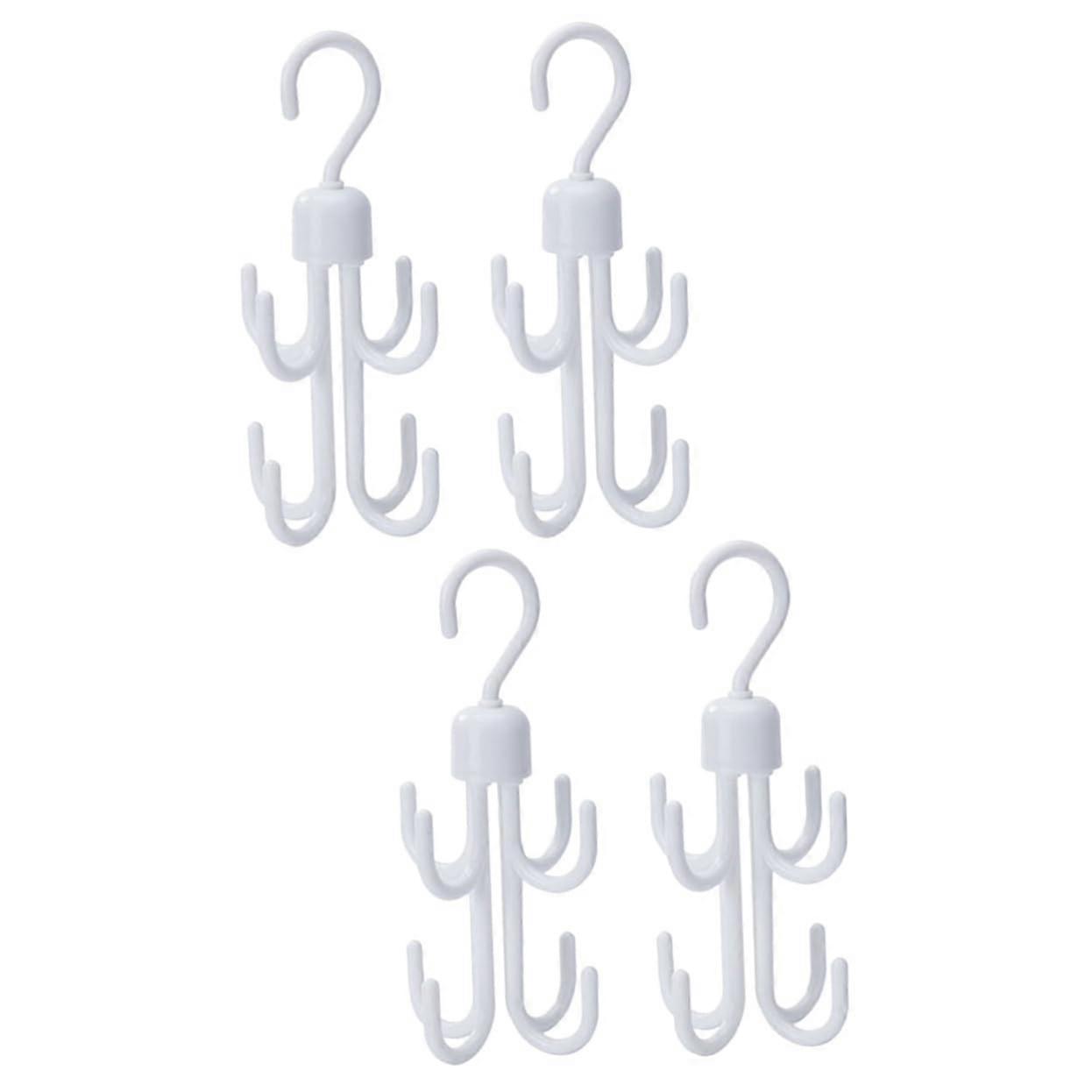 Rotary Eight-Claw Hooks 4-Pack White, Versatile Home Organizer for Ties, Scarves, Hats, and More
