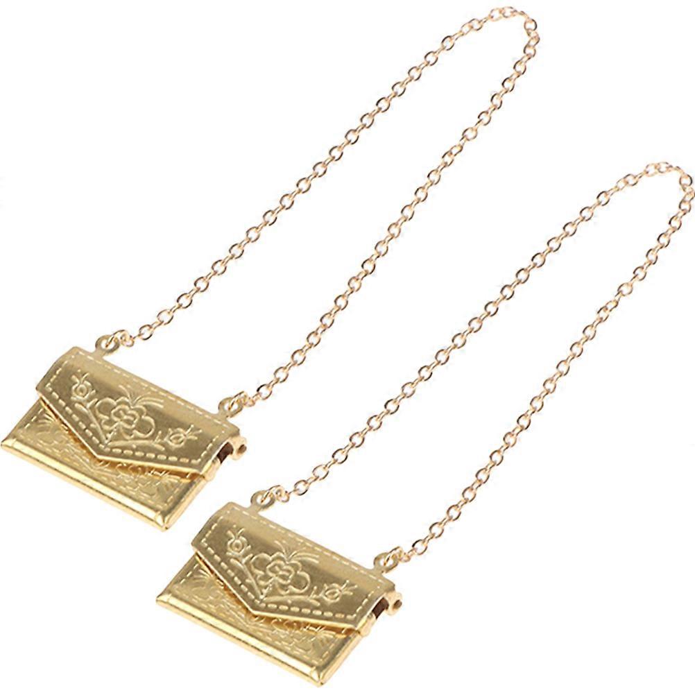 Golden Miniature Metal Shoulder Bags for Teaching with Floral Pattern 2 Pieces Small Size