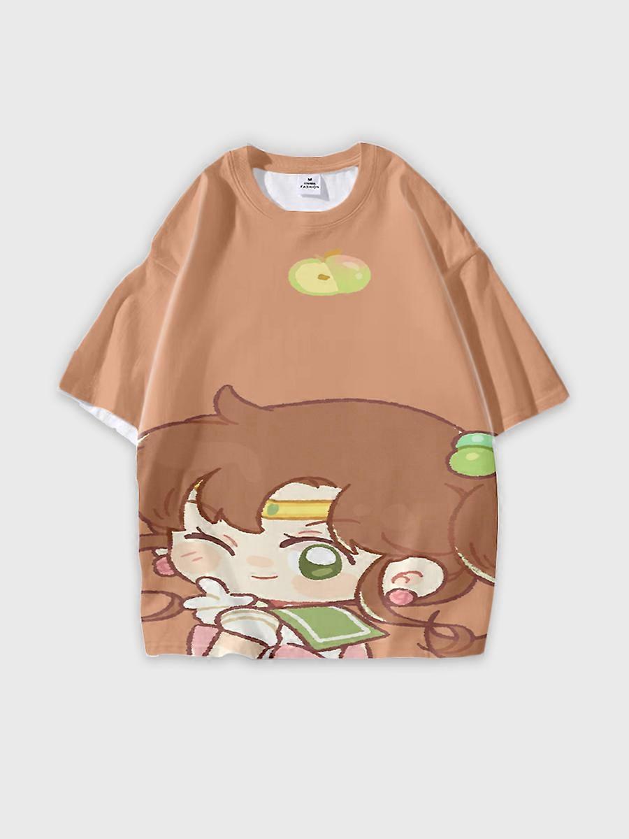 T-shirt round neck Role Pattern loose short sleeve D3365